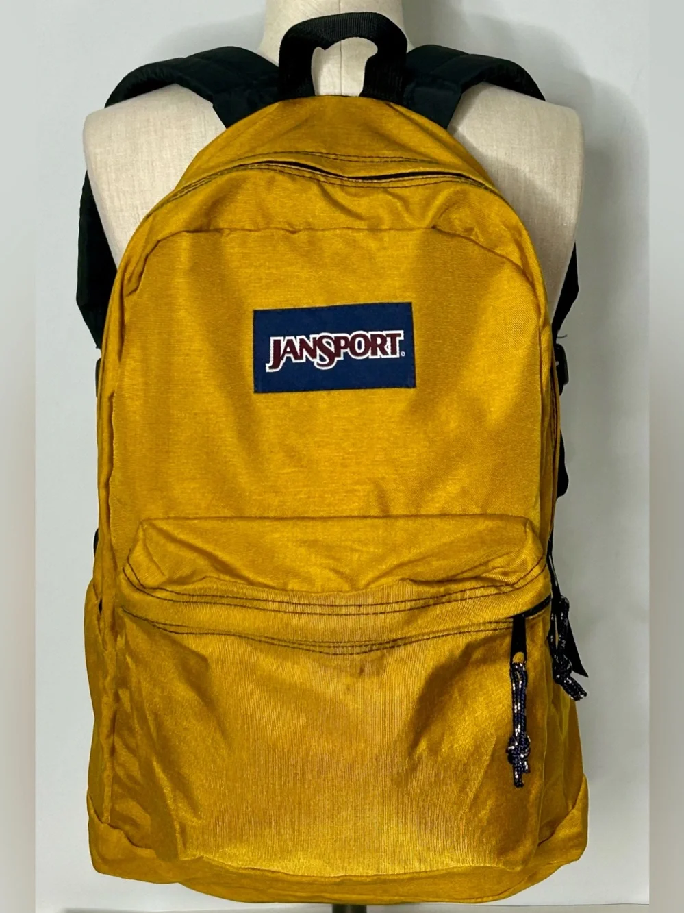 Vintage 90’s Jansport Backpack in a Mustard Rust Yellow 15”Wx19”H Grunge Yellow